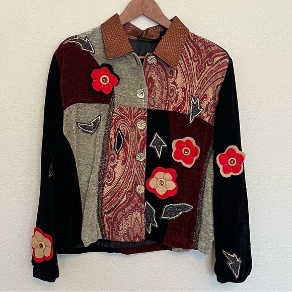 Alex Kim Jackets & Blazers - Alex Kim by Allure Vintage Boho Patchwork Button Down Jacket or Blazer Size XL